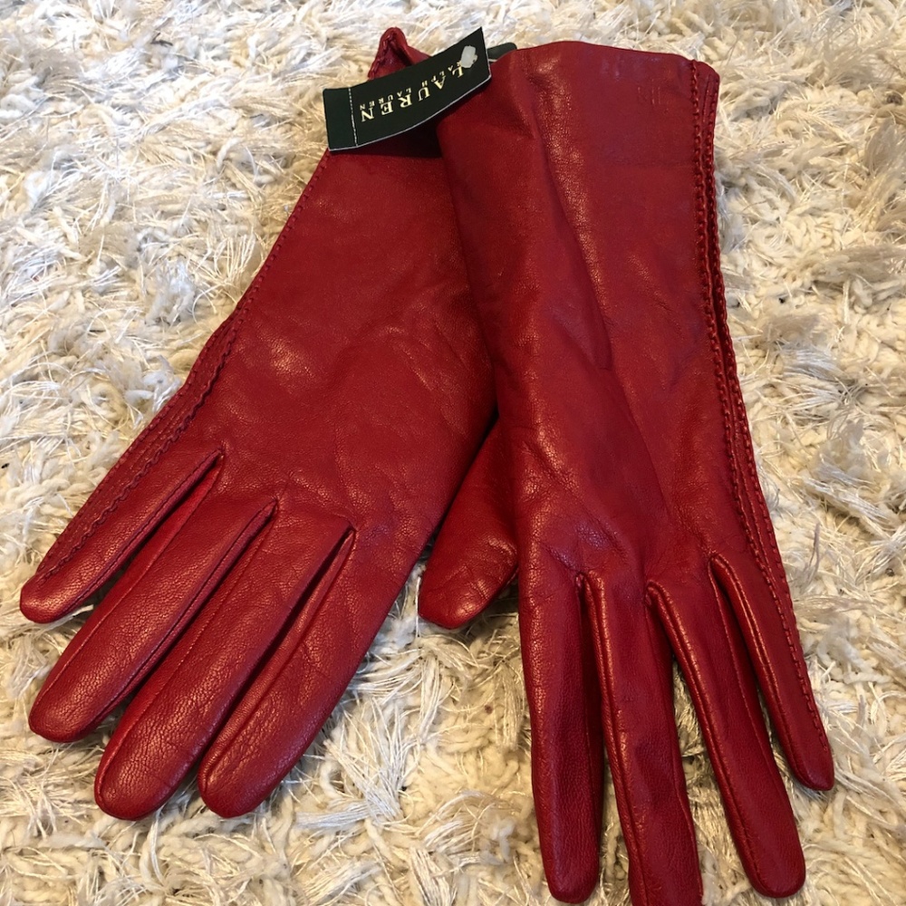 XL Red Leather Lauren by Ralph Lauren Gloves
